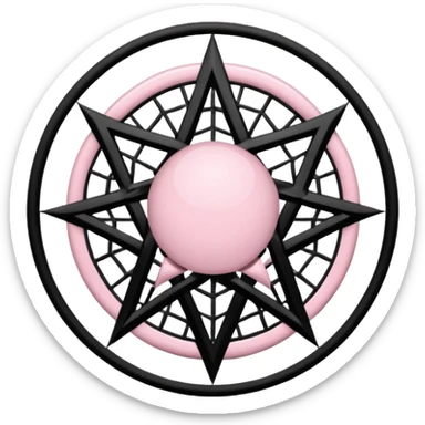 Light pink pentacle with black spiderwebs sticker