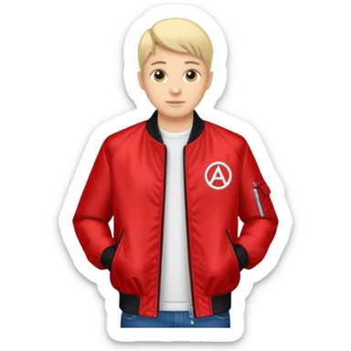 White autobahn logo on a red bomber jacket  sticker