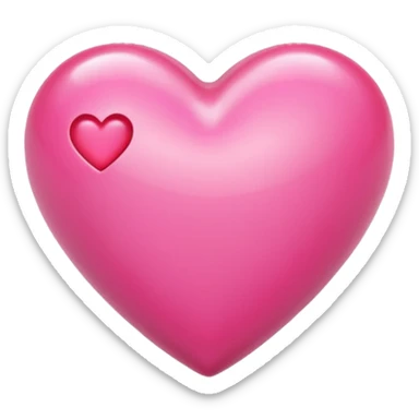 Apple-style 3D emoji of a shiny pimk  heart, smooth and glossy surface, simple and elegant design, no background. sticker
