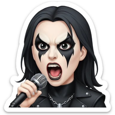 Black metal musician, screaming with mirophone sticker