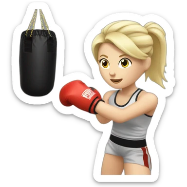white blonde girl punching a muay tai boxing bag sticker