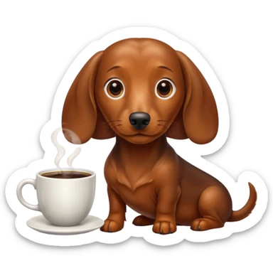 brown dachshund coffee sticker