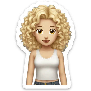 Blondie curly girl with cow sticker