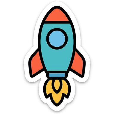 rocket icon, colorful, lineal color icon style sticker