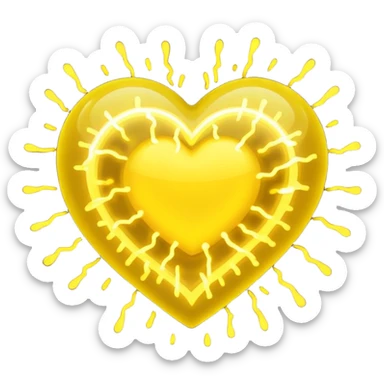 yellow heart pulsating with yellow energy particles sticker
