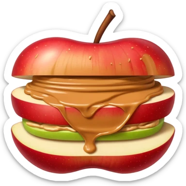 sliced apple with peanutbutter sticker