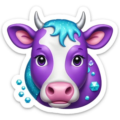 glitter purple and cian vaca sticker