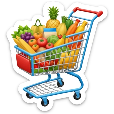 shopping cart full groceries sticker