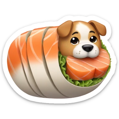 Dog in a sushi roll sticker
