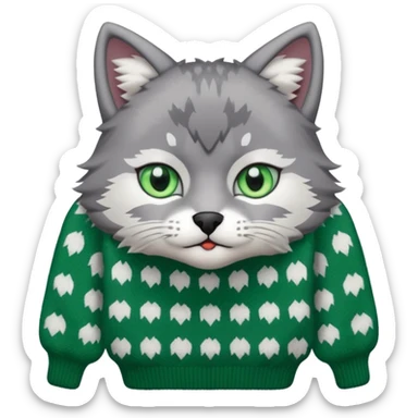 A cat with a Wolf a cat wearing a wolf-shaped sweater sticker