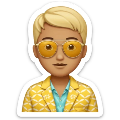 fotographer with yellow patterned summer clothes and sun glasses sticker