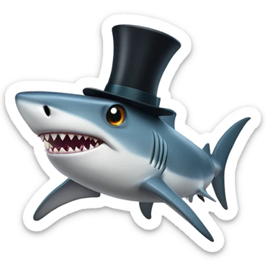Shark with a top hat sticker