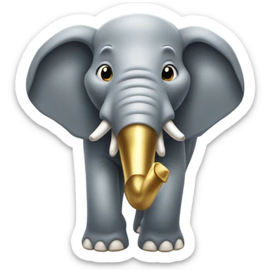Smiling Elephant with gold teeth in mouth  sticker