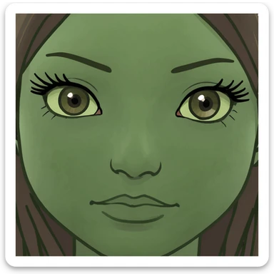 Girl with straight brown hair and brown eyes with long eyelashes sticker