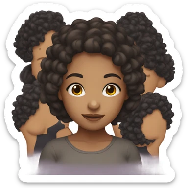 mixed girl with dark curly hair  sticker