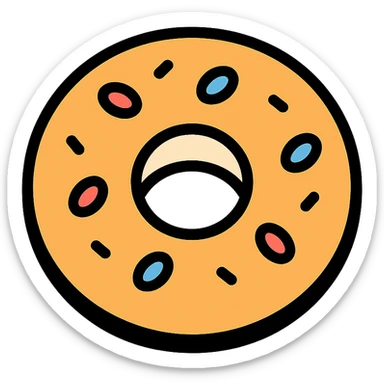 outlined icon of an aesthetic bagel with color accents sticker