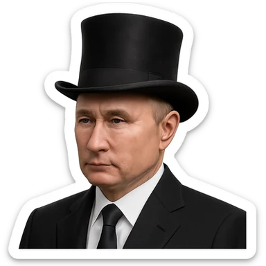 realistic Putin in a black top hat sticker