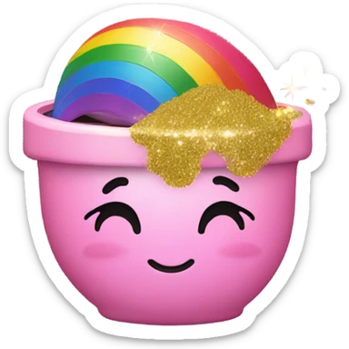 Rainbow with a pink pot of gold with glitter  sticker