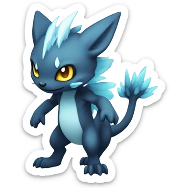 a anthro chibi-style dark-type-ice-type Fakémon-hybrid full body sticker