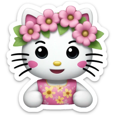 Hello kitty with  flowers  sticker