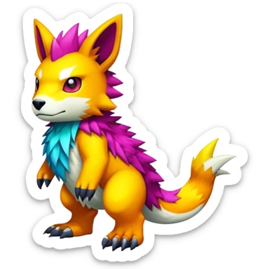 Colorful kawaii cool edgy Digimon-Fakemon-animal full body sticker
