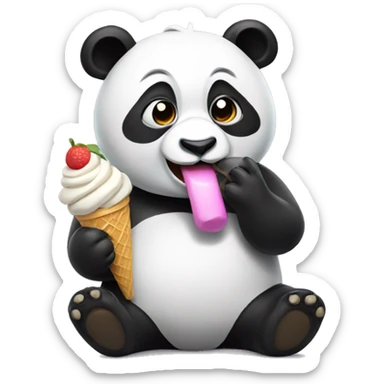 Panda eating ice cream sticker