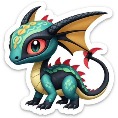 Colorful Exotic Meloetta-Toothless-Salandit-Stitch-Fakémon-creature-hybrid sticker
