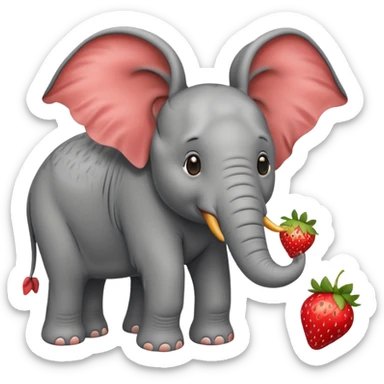 Elephant strawberry feeding birds sticker