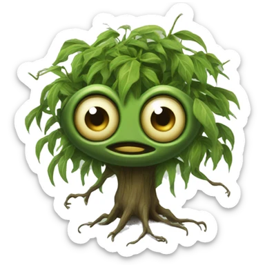 bowtruckle: Small, tree-guardian creatures resembling sticks with eyes, known for their attachment to particular trees and wood. sticker
