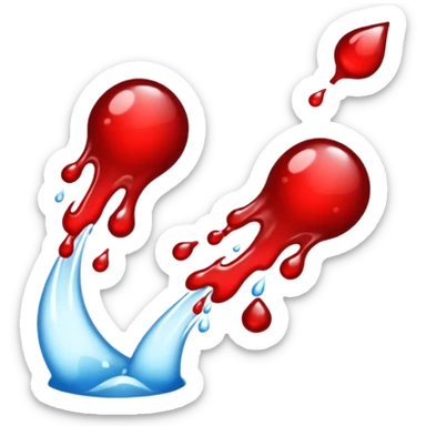 Blood droplets splashing flashing flowing off sputtering to the left sticker