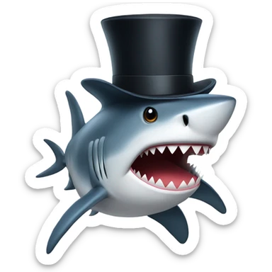 Shark with a top hat sticker