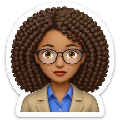 Black female teacher with curly hair and no glasses sticker