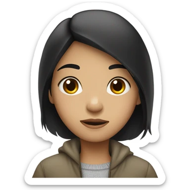 Black hair girl freezing sticker