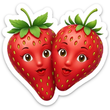 one strawberry 🍓 and red kiss 💋 fashioned stylish little emoji for “slay” reaction. no face sticker