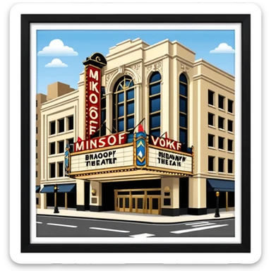 haz un emoji del teatro de broadway en new york  mas realista y mejor que se parezca al Minskoff Theatre sticker