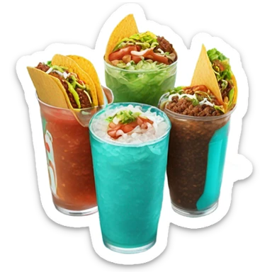 taco bell baja blast and three tacos sticker