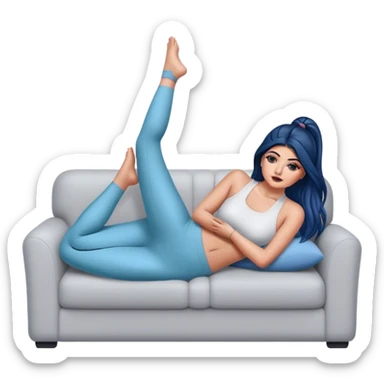 hyper-realistic kylie jenner in yoga pants on couch sticker