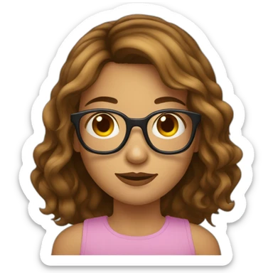 Fille a lunettes cheveux bruns au carré sticker