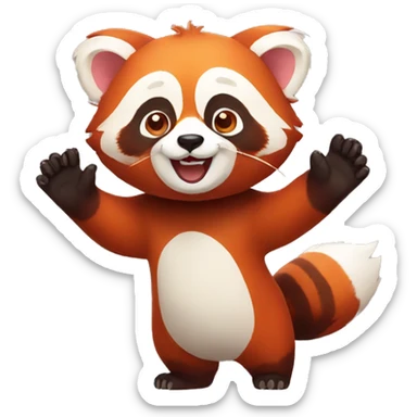 red panda waving sticker