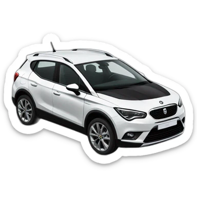Comic drawing of new black seat Arona with white roof sticker