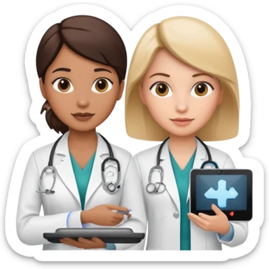 female doctor and ultrasound technician sticker