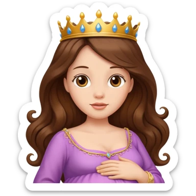 Pregnant princess with brown long hair sticker