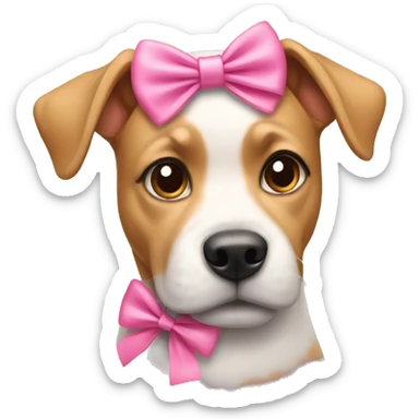 Dog wearing pink bow sticker