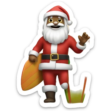 Santa claus with surfboard sticker