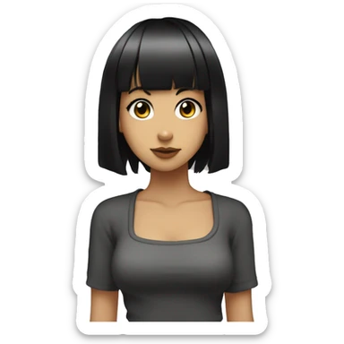 90’s anime style girl with black hair and bangs sticker