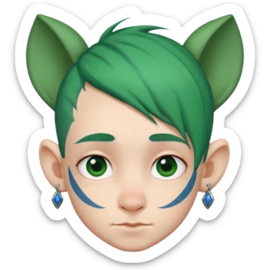 green haired heavy blue tattooed big head accessory big nose mid size ear young sticker