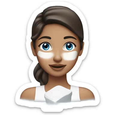 White Skin care on white freackles skin of a brunett blue eyes girl  sticker