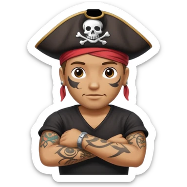 Pirate with black shirt saying I love you sticker