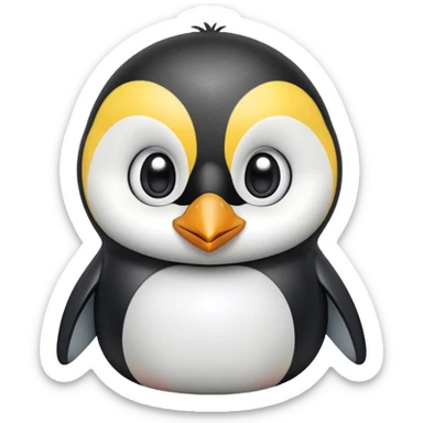 cinematic-cute-emperor-penguin-portrait-emoji,-head-tilted-playfully-and-inquisitively,-with-glossy,-pristine-plumage-accented-by-a-bright-beak-and-round,-sparkling-eyes-filled-with-curiosity,-simplified-yet-irresistibly-adorable-features,  sticker