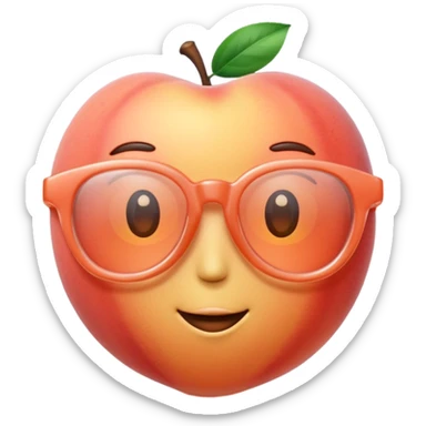 A 3D cartoon transparent peach-coral Glasses with subtle shine and curved frame edges. sticker